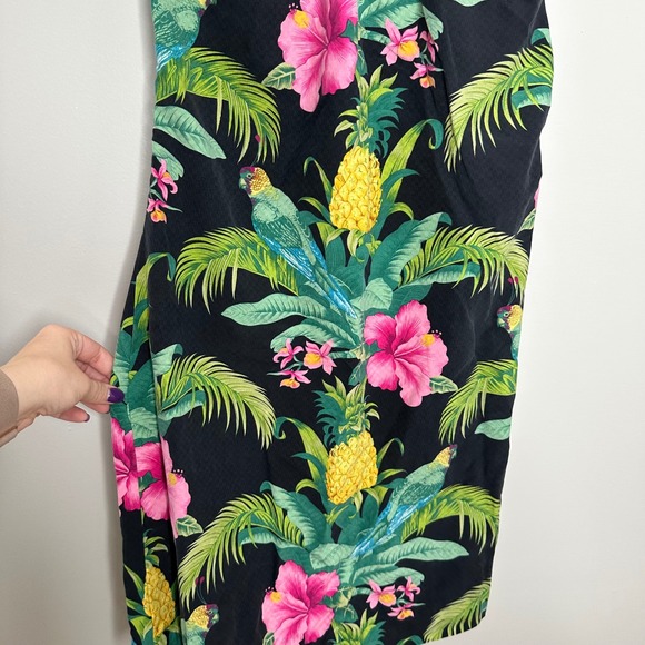 Tommy Bahama Women's Silk Halter Dress Tropical Parrot Pineapple Print 4 - Picture 3 of 8